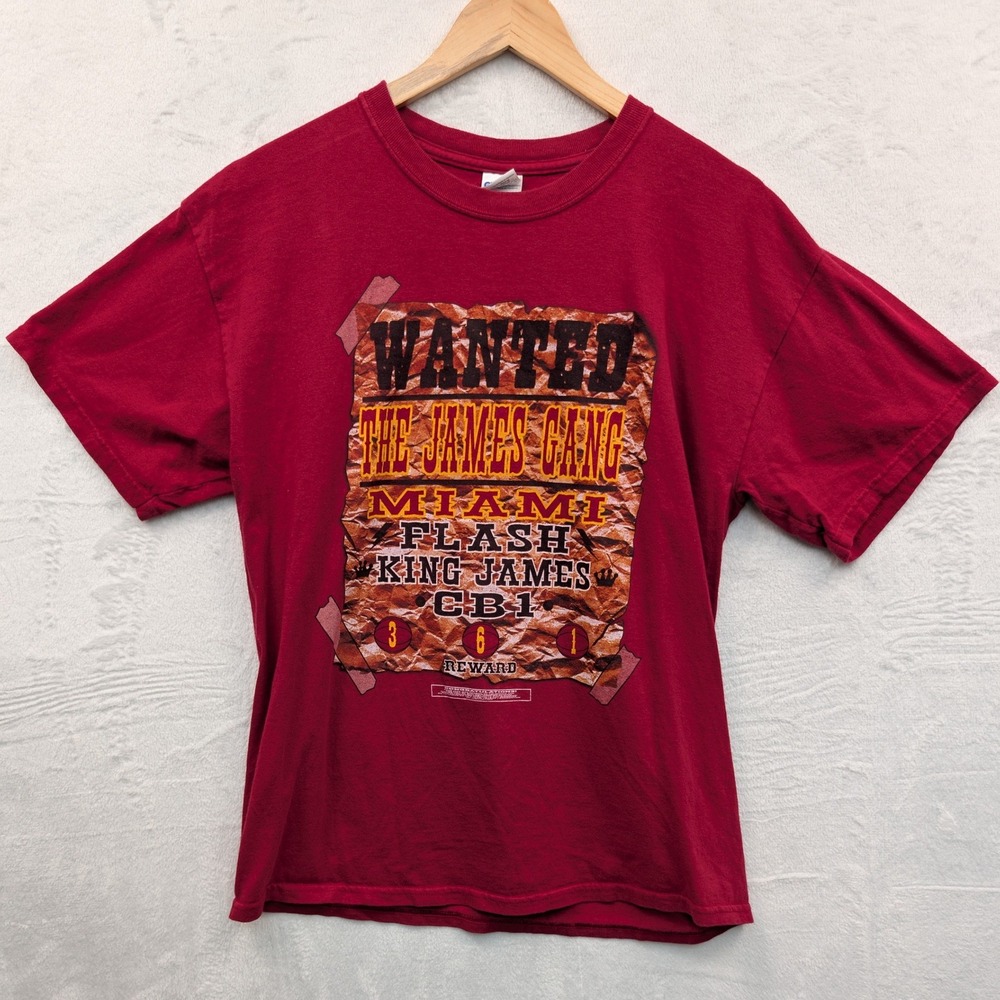 VTG Miami Heat T-Shirt Men's L Red James Gang Flash King James CB1 Western Y2K